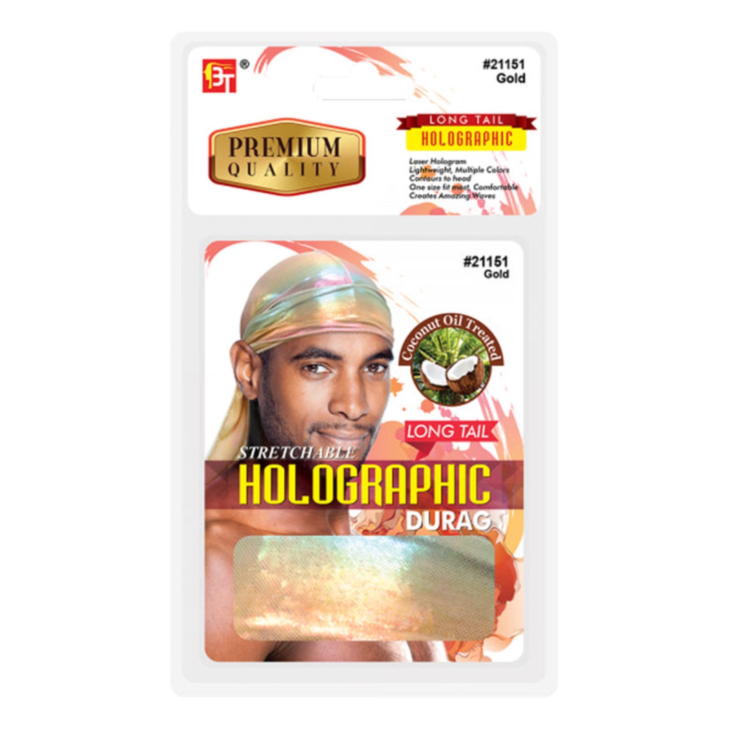 Stretchable Holographic Durag Gold