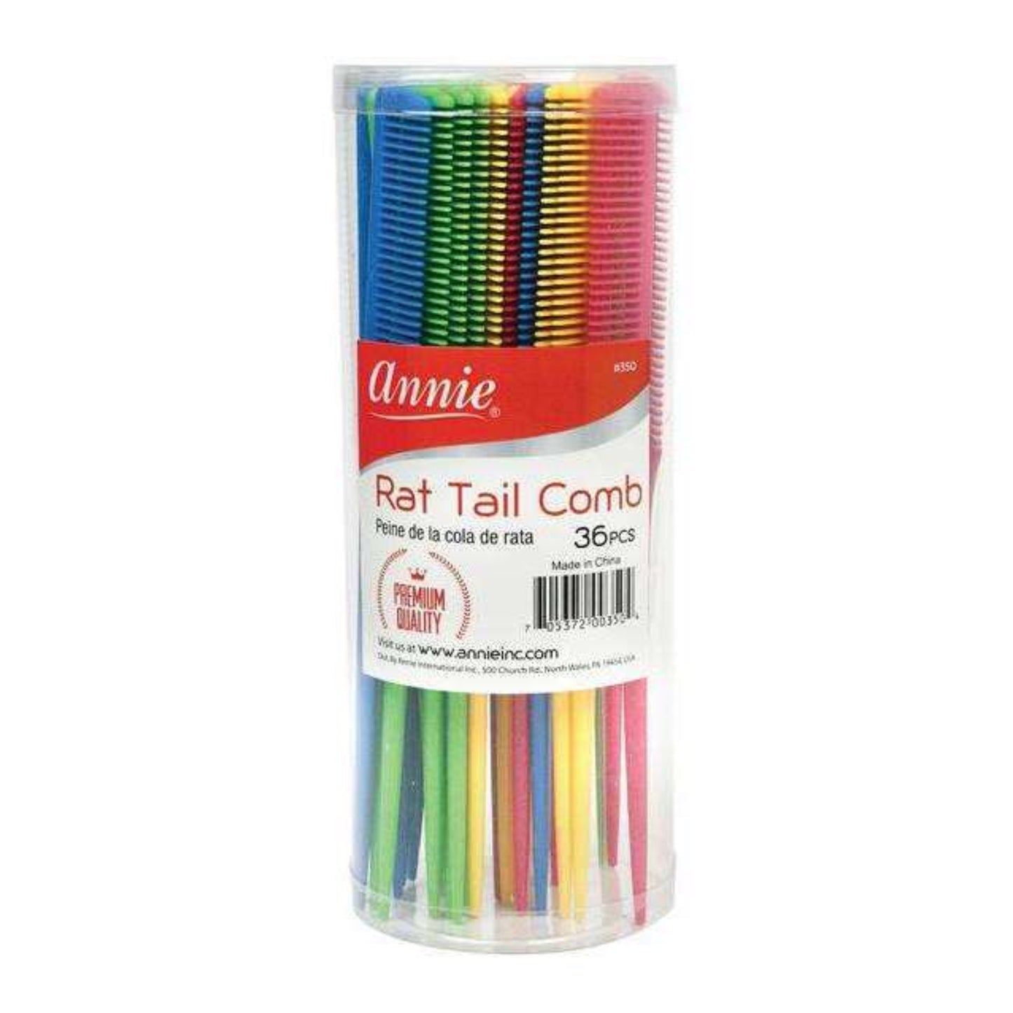 Annie Premium Rat Tail Comb Set Asst Color