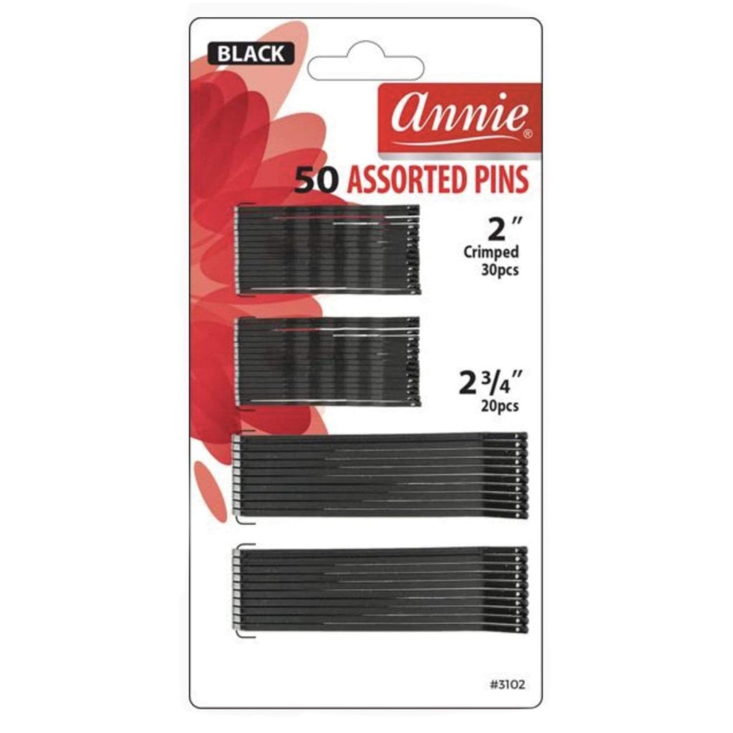 Annie Assorted Pins 50 PC Black